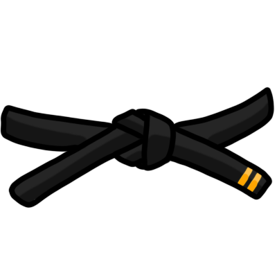 a martial arts black belt, based on art by Wikimedia user Edgouno. there are two gold strips at the end.